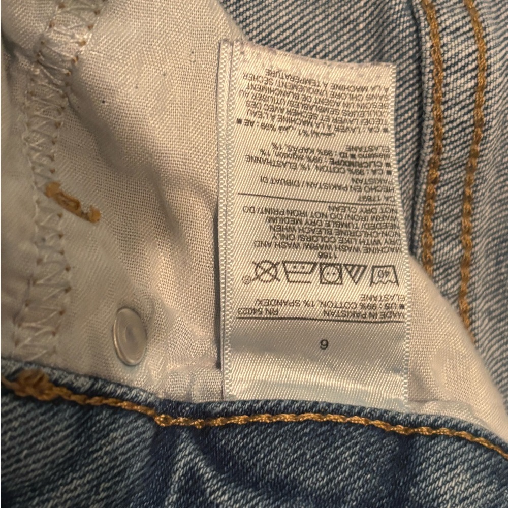 Old Navy Blue Distressed Straight Leg Jeans - Picture 4 of 6